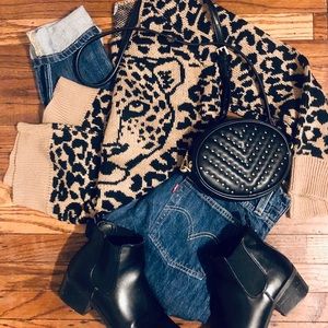 Cotton Emporium Cheetah Print Knit Sweater